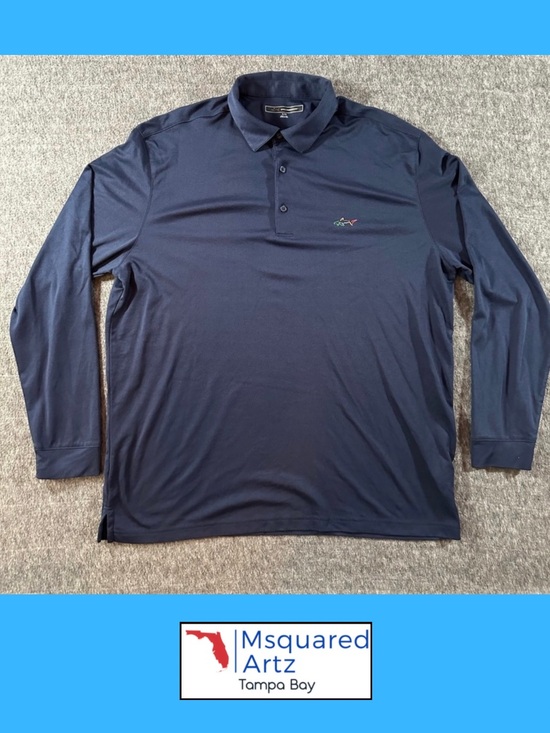 Greg Norman Collection Other - Greg Norman Performance Polo Shirt Mens XLT Navy Long Sleeve Shark Logo Golf Top